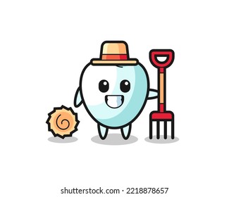 Mascot character of tooth as a farmer , cute design
