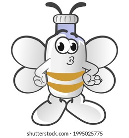 mascot character vector of milk bottle joining bees