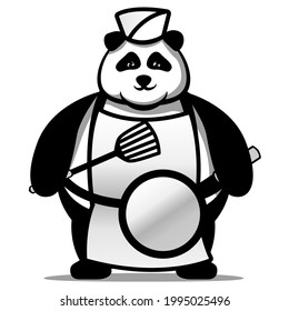 mascot character vector of panda turned chef