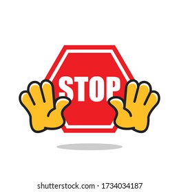 mascot character vector stop sign