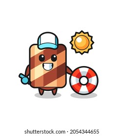 Mascot character of wafer roll as a scientist , cute style design for t shirt, sticker, logo element
