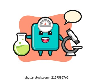 Mascot character of weight scale as a scientist , cute style design for t shirt, sticker, logo element