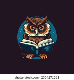 A mascot character of a wise owl for an online learning platform. modern logo flat color 