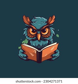 A mascot character of a wise owl for an online learning platform. modern logo flat color 