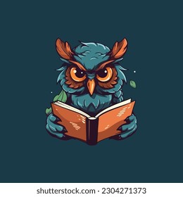 A mascot character of a wise owl for an online learning platform. modern logo flat color 