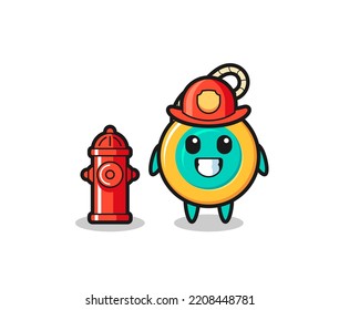 Mascot character of yoyo as a firefighter , cute design