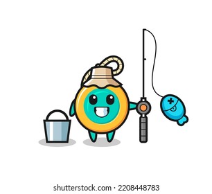 Mascot character of yoyo as a fisherman , cute design