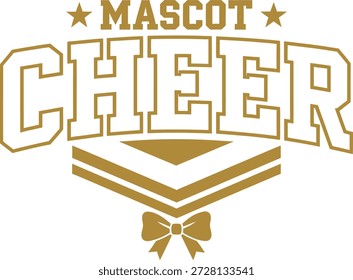 Emblema De La Tipografía De La Animación De La Mascota Con El Arco Y La Ilustración vectorial De La Cinta Aislados En El Fondo Blanco