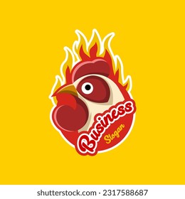 mascot chicken head fire logo for your business vector illustration