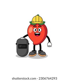 Mascot of chili pepper as a welder , character design