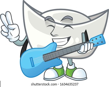 A mascot of chinese silver ingot performance with guitar