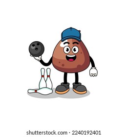 Mascot of choco chip as a bowling player , character design