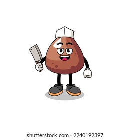 Mascot of choco chip as a butcher , character design