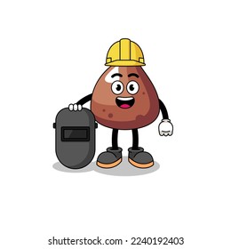 Mascot of choco chip as a welder , character design
