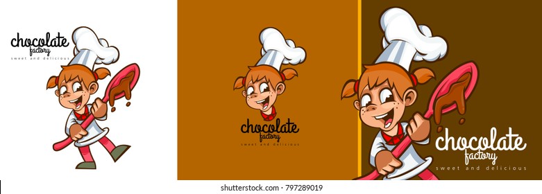 Mascot chocolate Chef Character logo illustration