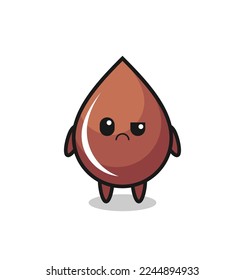 the mascot of the chocolate drop with sceptical face , cute style design for t shirt, sticker, logo element