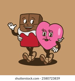 mascot chocolate and love good for sticker, badge, valentine design, element design, etc