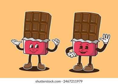 mascot chocolate with retro style
