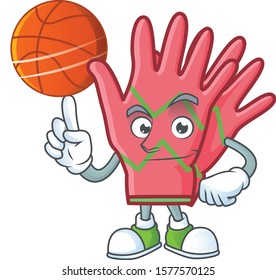 Mascot of christmas gloves cartoon character style with basketball