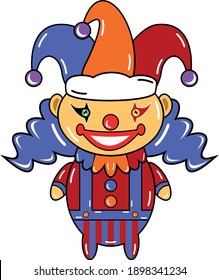 payaso de circo de mascota con estilo de diseño de chibi lindo