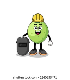 Mascot of coconut as a welder , character design