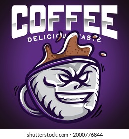 mascot coffee drink logo illustration