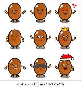 Mascot collection of cute kiwi characters bundle set vector eps 10