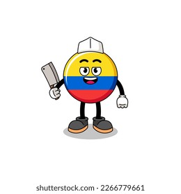 Mascot of colombia flag as a butcher , character design