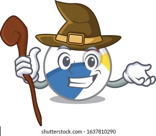 a mascot concept of beach ball performed as a witch