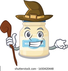 a mascot concept of mayonnaise performed as a witch