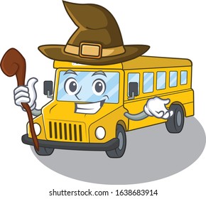 a mascot concept of school bus performed as a witch