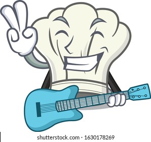 A mascot of cook hat performance with guitar