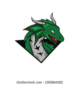 mascot cool green dragon head logo. green dragon logo with esport style