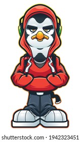 Mascot with cool penguin character with a lot of swag.