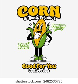 Mascot Corn Vintage Style Vector