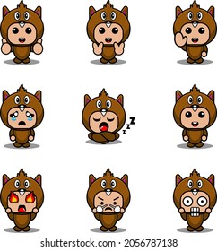 mascot costume expression bundle set beaver cartoon character vector illustration