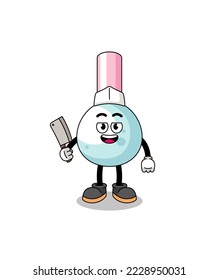 Mascot of cotton bud as a butcher , character design