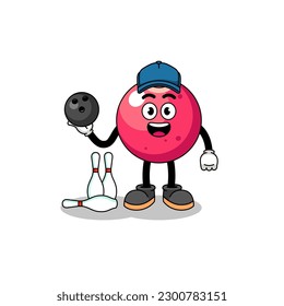 Mascot of cranberry as a bowling player , character design