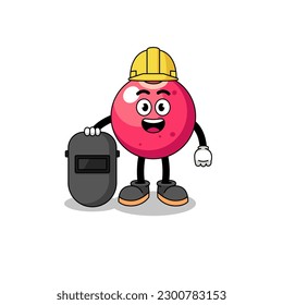 Mascot of cranberry as a welder , character design