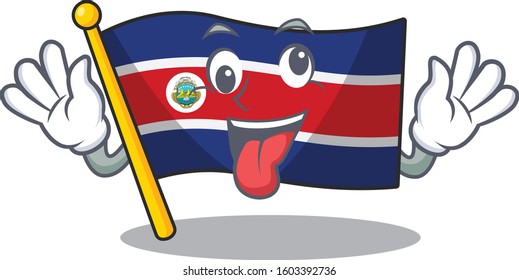 Mascot of crazy face flag costa rica Scroll Cartoon character style
