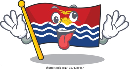 Mascot of crazy face flag kiribati Scroll Cartoon character style