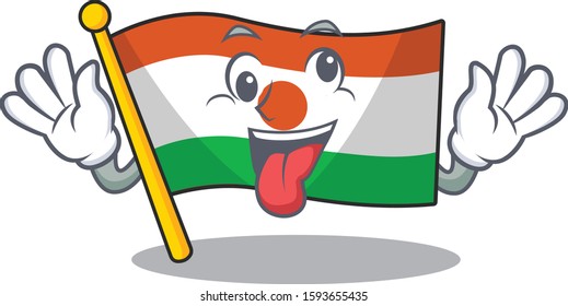 Mascot of crazy face flag niger Scroll Cartoon character style