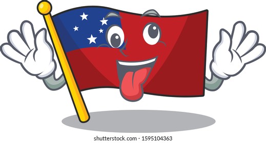 Mascot of crazy face flag samoa Scroll Cartoon character style