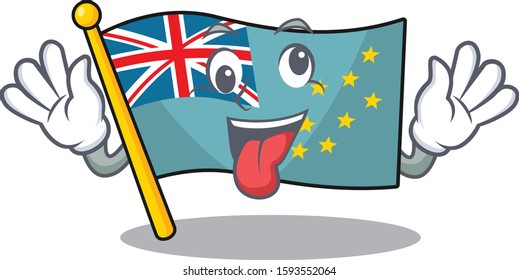 Mascot of crazy face flag tuvalu Scroll Cartoon character style