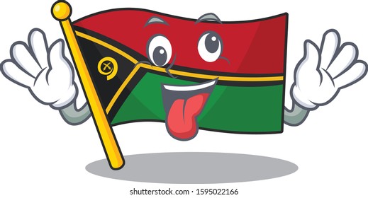 Mascot of crazy face flag vanuatu Scroll Cartoon character style