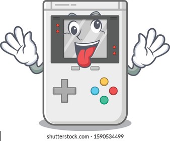 Mascot of crazy face handheld game Scroll Cartoon character style