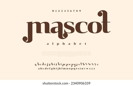 Mascot creative vintage alphabet font. Digital abstract moslem, futuristic, fashion, sport, minimal technology typography. Simple numeric vector illustration