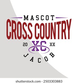 Mascot Cross Country 20xx jacob, Cross Country Schneiden Dateien für alle Ihre handwerklichen Arbeit, Cross Country Team Design, Ideal für T-Shirt