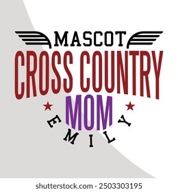 Mascot Cross Country Mom Emily, Cross Country Schneiden von Dateien für all Ihre handwerkliche Arbeit, Cross Country Team Design, Ideal für T-Shirt