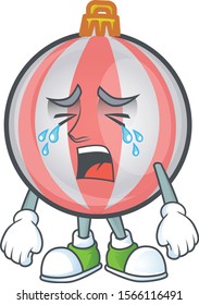 Mascot a crying in cartoon christmas ball